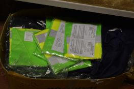 Fifteen Pairs of Navy Blue Overalls and Nine Hi Vis Vests