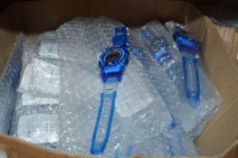 *Box Containing 50 Blue EL Super S Digital Watches