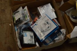 *Box Containing Assorted Electrical Fittings, Cable, Bt Telephone, Flood Lamps, LED Lights etc