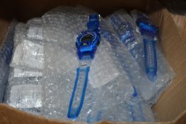 *Box Containing 50 Blue EL Super S Digital Watches