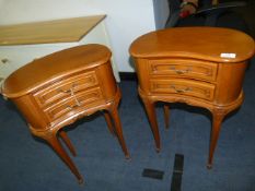Pair of Kidney Shaped French Bedside Cabinets
