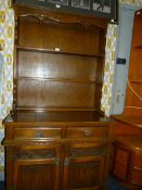 Old Charm Oak Welsh Dresser with Line Fold Panels