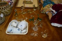 Small Glass Animal Ornaments and Child's Tea Set