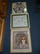 Three Framed Woolwork Tapestry Pictures