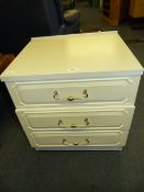 White Melamine Three Drawer Side Cabinet