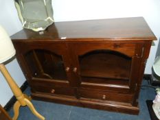 Pine Sideboard with Glazed Panel Doors
