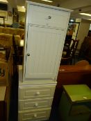 White Bedside Cabinet and Three Drawer Cabinet