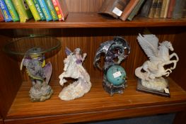 Two Dragon Ornaments and Two Unicorn Ornaments