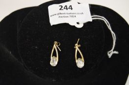 Pair of 9cT Gold Droplet Earrings with Stones