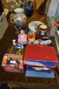 Selection of Ornaments; Ringtons Teapot, Wade Decorative Vase, Toys, etc.
