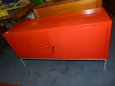 Red Metal Two Door Office Storage Unit