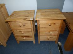 Pair of Pine Three Drawer Side Cabinet