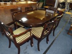 Mahogany Extending Dining Table with Four Inlaid Diners and Two Carvers