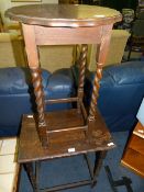 Two Oak Barley Twist Occasional Tables
