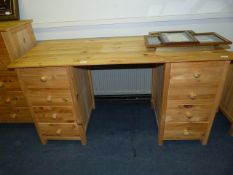 Pine Twin Pedestal Desk