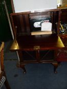 Walnut Bureau Display Cabinet with Fitted Interior Combination Safe