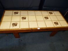 Tiled Top Coffee Table and a Light Oak Side Cabinet