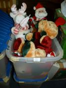 Two Plastic Storage Boxes Containing Christmas Decorations
