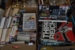 Two Boxes of Assorted Hard and Paperback Books Including War Books