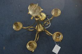 Brass Effect Five Branch Ceiling Light Fitting