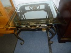 Wrought Metal Based Glass Topped Coffee Table