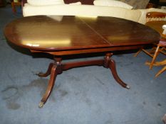Mahogany Extending Dining Table on Twin Pedestal Base