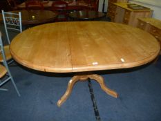 Pine D-End Extending Dining Table on Pedestal Base