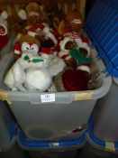 Two Plastic Storage Boxes Containing Christmas Decorations