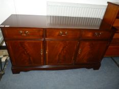 Mahogany Inlaid Sideboard with Three Doors and Three Drawers