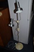 White and Chrome Two Spot Light Standard Lamp