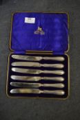 Cased Set of Six Silver Handled Cake Knives