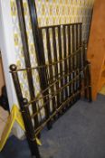 Gilt & Black Metal Double Bed with Headboard