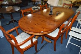 Walnut Extending Dining Table with Four Dining Chairs and Two Carvers