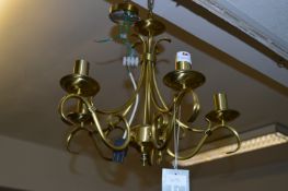 Five Branch Brass Effect Ceiling Light