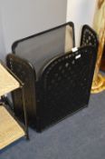 Black Metal Folding Firescreen and Spark Guard