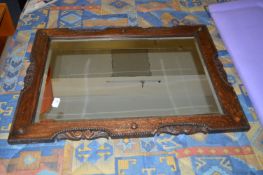 1930's Oak Framed Bevelled Edge Wall Mirror