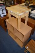 Beech Effect Shelf Unit and a Small Pine Table