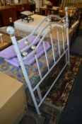 White Tubular Metal Double Bed Headboard