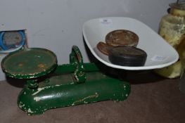 Green Painted Metal Balance Scales