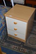 Pair of Light Oak & White Melamine Three Drawer Side cabinets