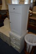 White Bedside Cabinet and a Three Drawer Side Cabinet