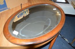 Oak Oval Framed Bevelled Edge Wall Mirror