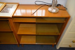 Light Oak Bookcase with Sliding Glass Doors