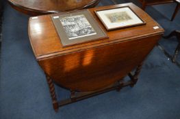 Oak Oval Topped Barley Twist Gate Leg Dining Table