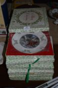 Selection of Royal Doulton Christmas Plates and Three Fans