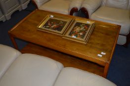 Walnut Coffee Table with Undershelf and Glass Inlet Top