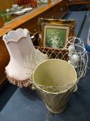 Magazine Rack, Table Lamps, Oil Painting and Waste Bin