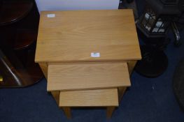 Light Oak Nest of Three Tables