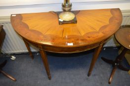 Walnut Inlaid Half Round Hall Table