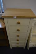 Cream Painted and Pine Effect Six Height Chest of Drawers